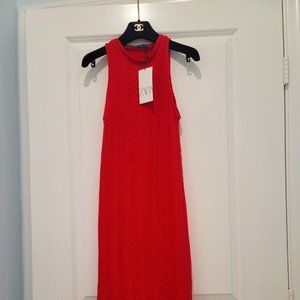 ZARA CABLE KNIT DRESS FUCHSIA (S)_New with Tag)